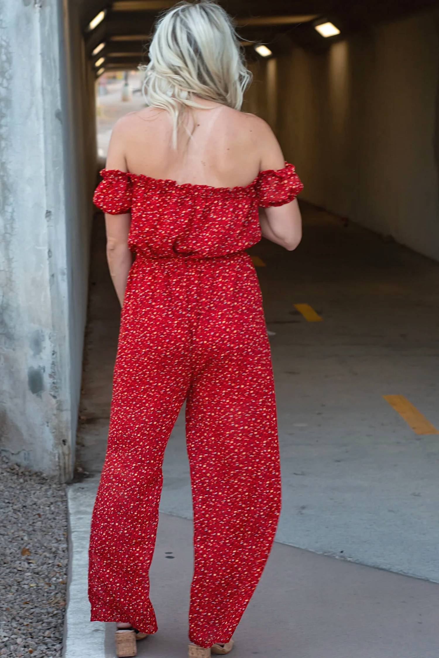 Hayden La - Ditsy Off-the-Shoulder Jumpsuit
