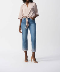 Joseph Ribkoff - Satin V-neck Top With Front Tie