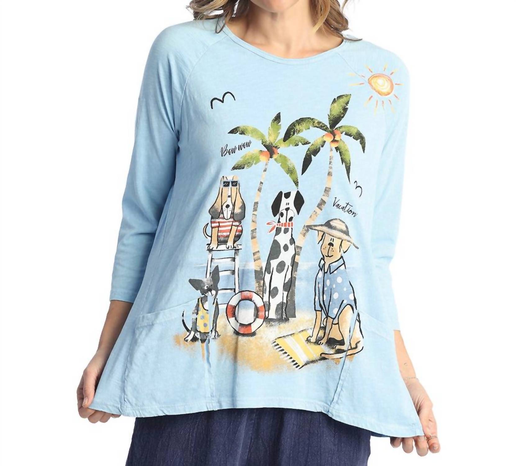 Jess & Jane - Aloha Mineral Washed Patch Pocket Cotton Top