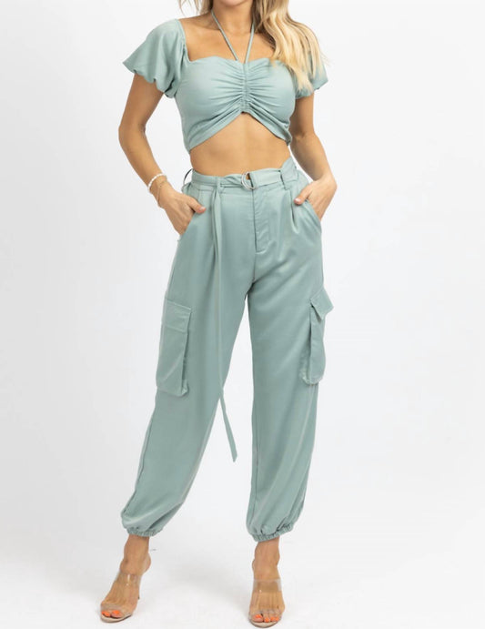 CROP + CARGO JOGGER PANT SET