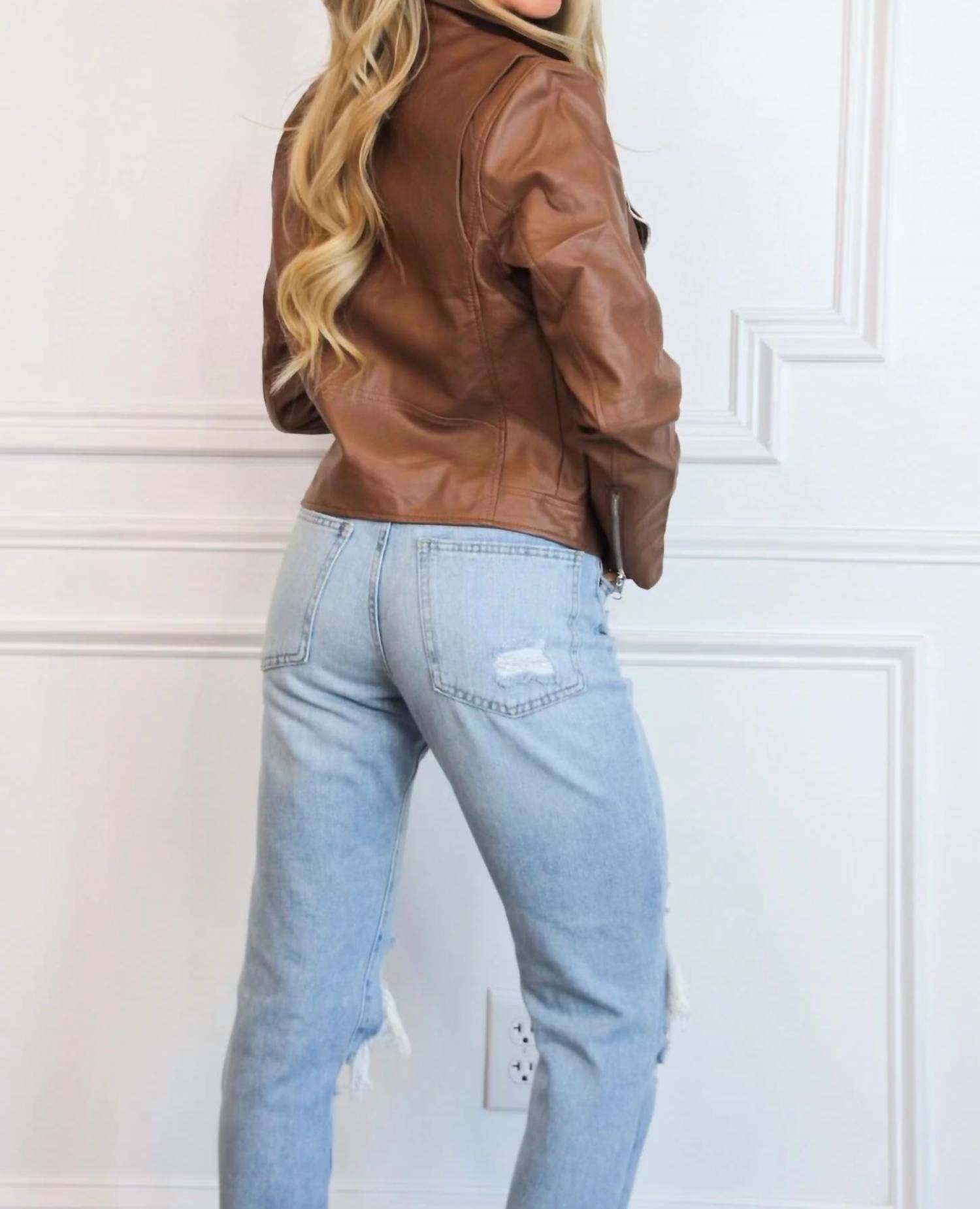 Zenana - Chelsea Faux Leather Moto Jacket