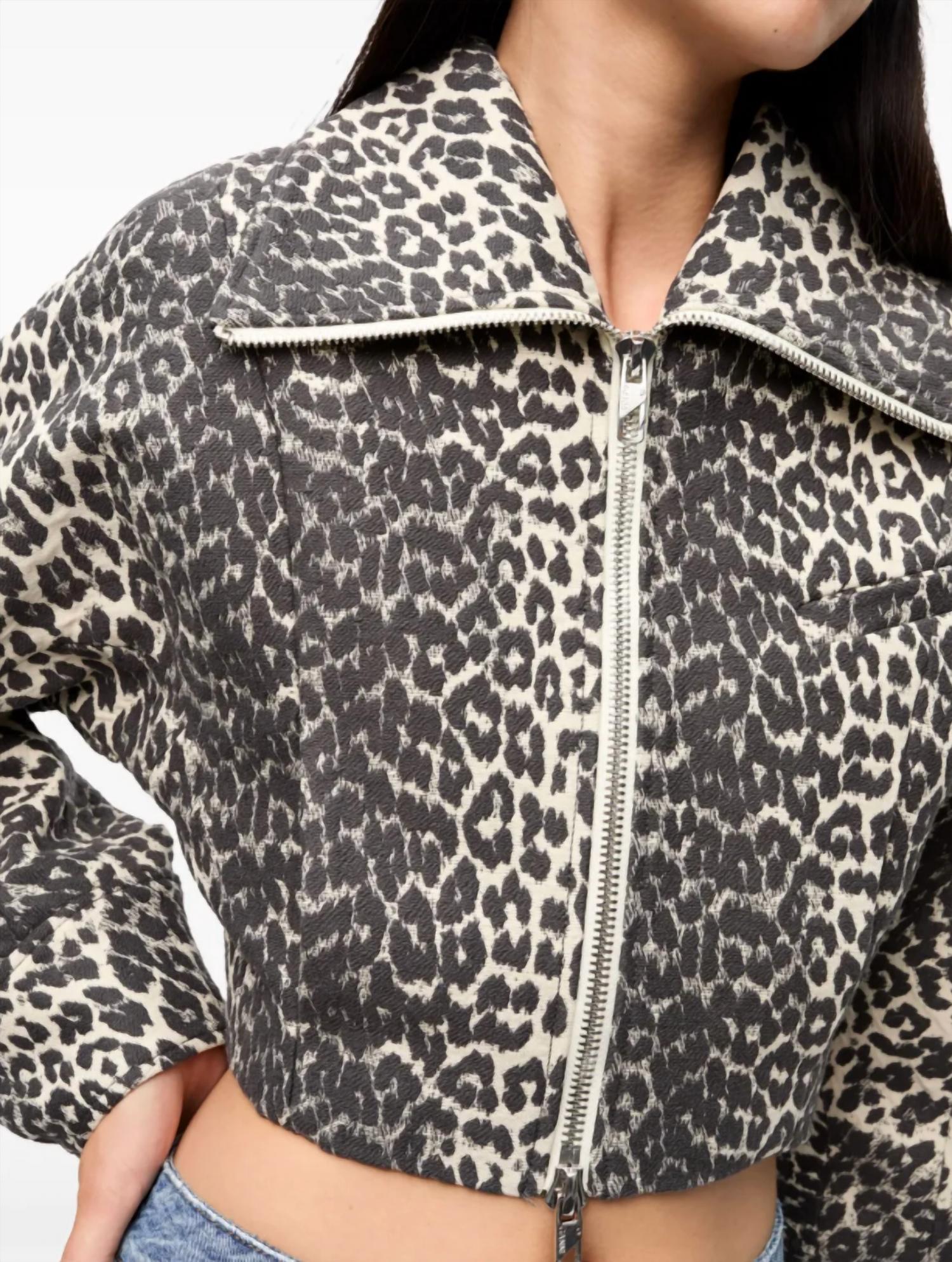 Ganni - Leopard Cotton Tweed Jacket