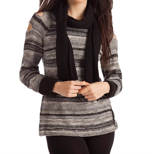 Bethany Striped Sweater W/ Scarf