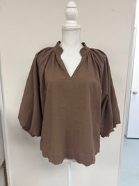 Umgee - Women's V Neck 3/4 Sleeve Top