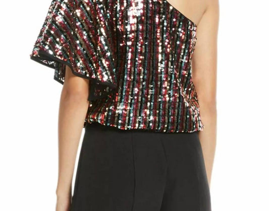 Milly - ONE SHOULDER SEQUINED BUTTERFLY SLEEVE TOP