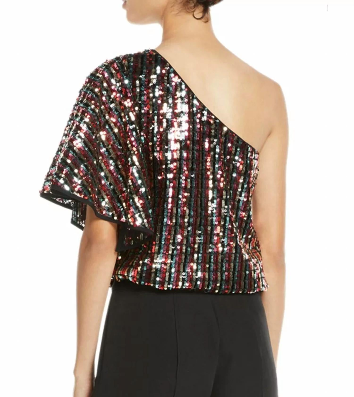 Milly - ONE SHOULDER SEQUINED BUTTERFLY SLEEVE TOP