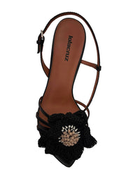Lola Cruz - Women's Jazmin Flower Kitten Heel Mule