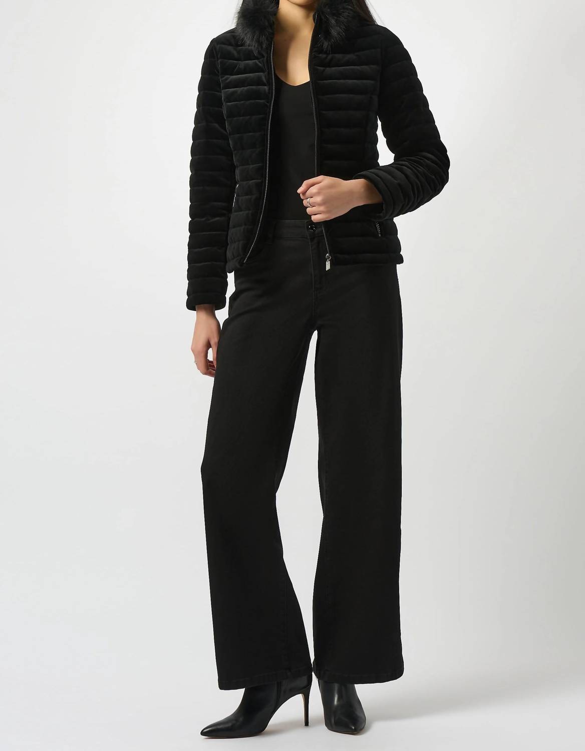 Joseph Ribkoff - Velvet Faux Fur Puffer Jacket