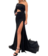Sherri Hill - Laced Up One Shoulder Gown