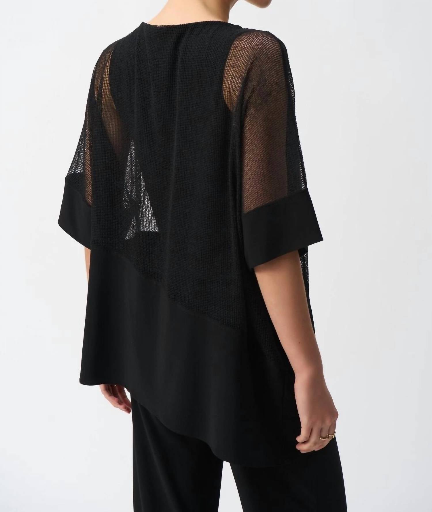 Joseph Ribkoff - Mesh And Silky Knit Cocoon Top