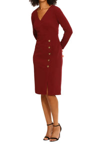Maggy London - Long Sleeve Button Detail Dress