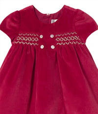Mayoral Kid's Short Sleeve Velvet Dress in red - kids' dress - alternate view