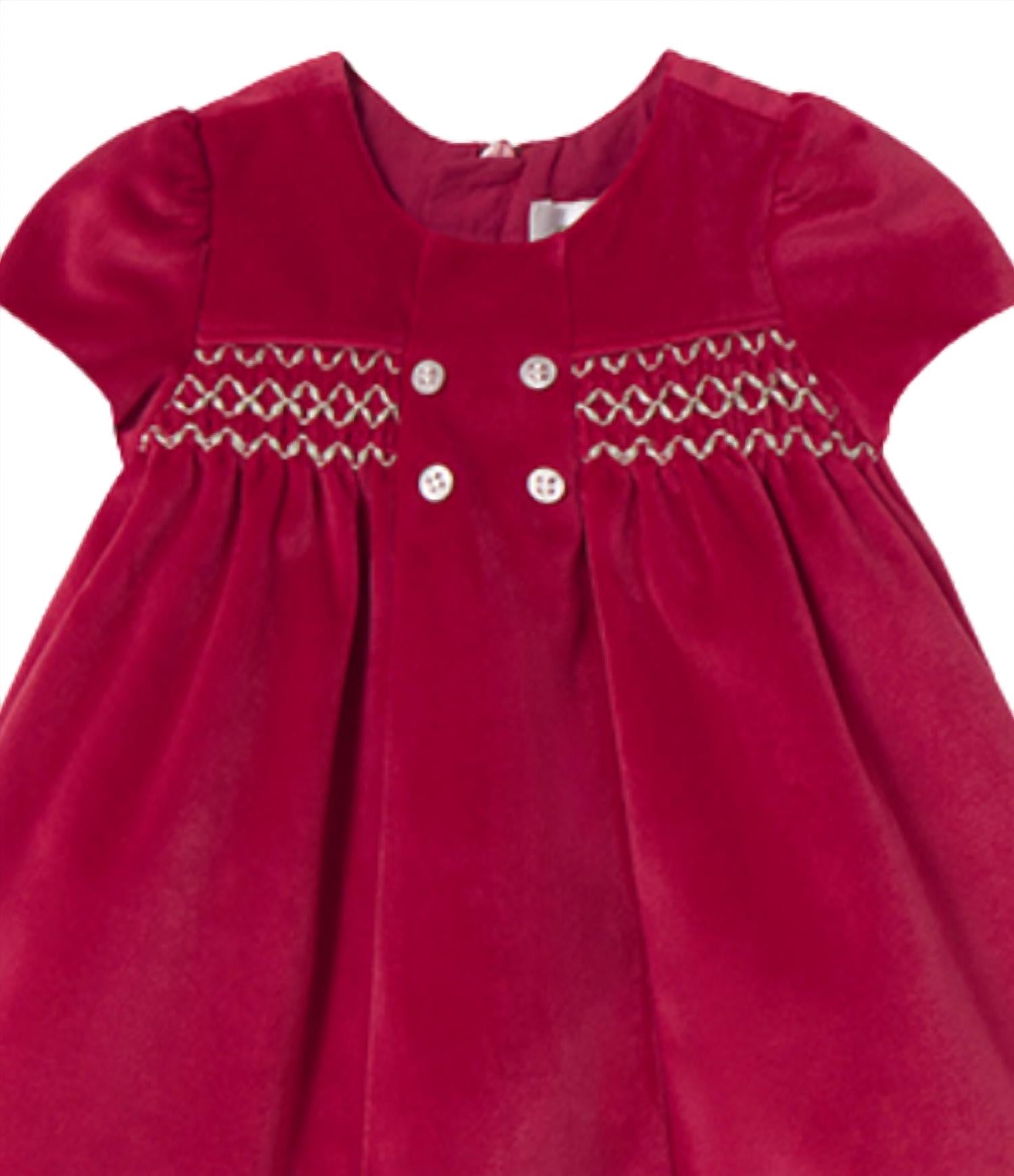 Mayoral Kid's Short Sleeve Velvet Dress in red - kids' dress - alternate view
