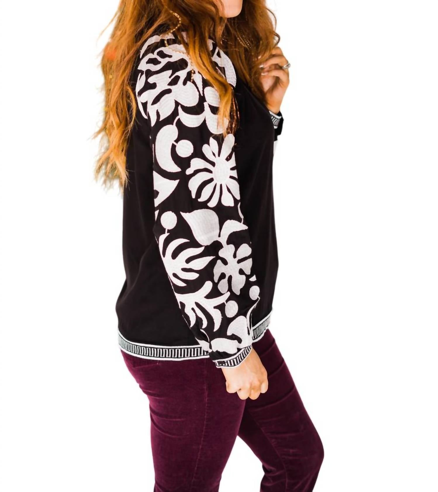 Layerz Clothing - Embroidered Sleeve Blouse