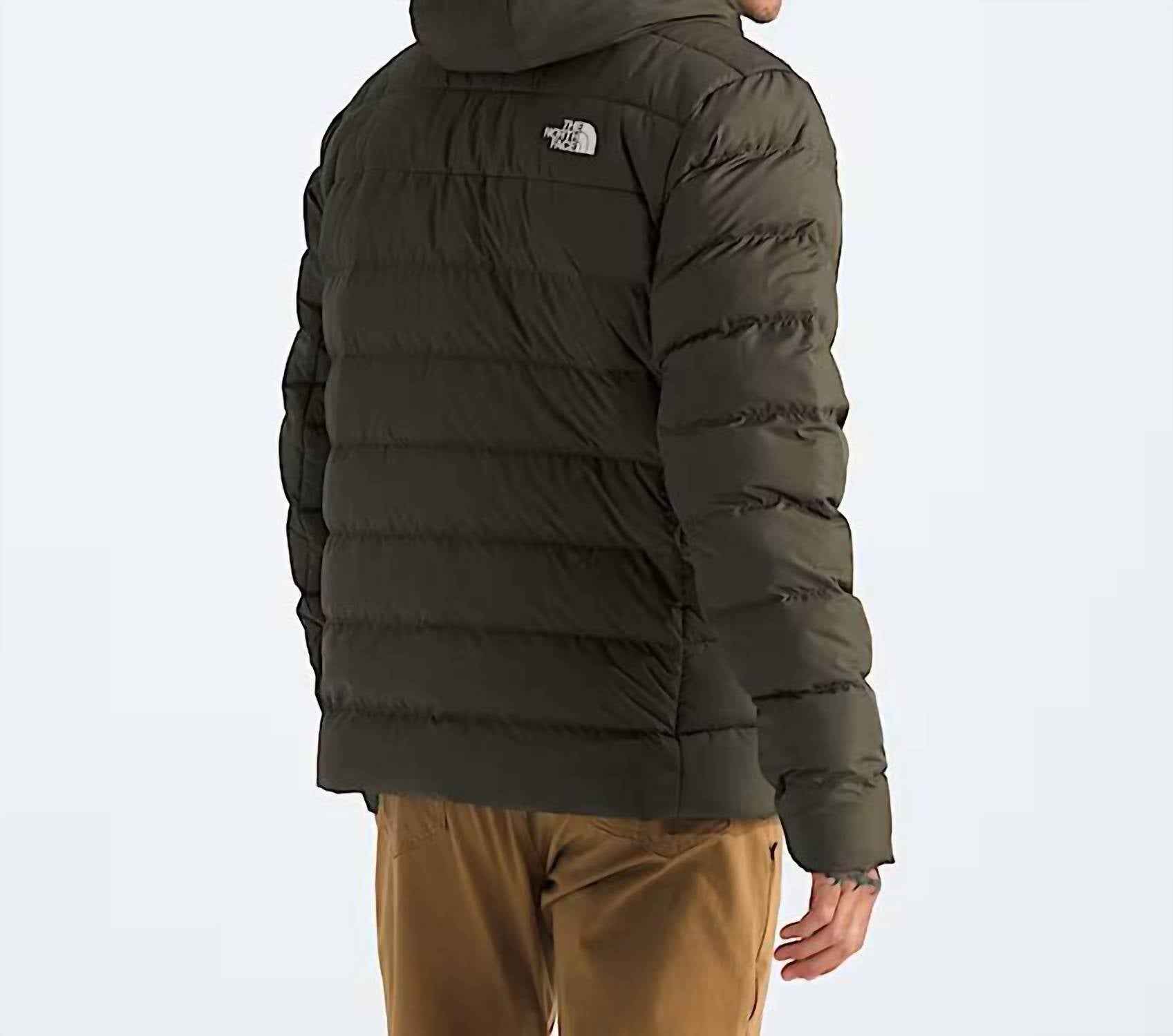 THE NORTH FACE Aconcagua 3 Lined Hoodie in new taupe green - men's jacket - detail view
