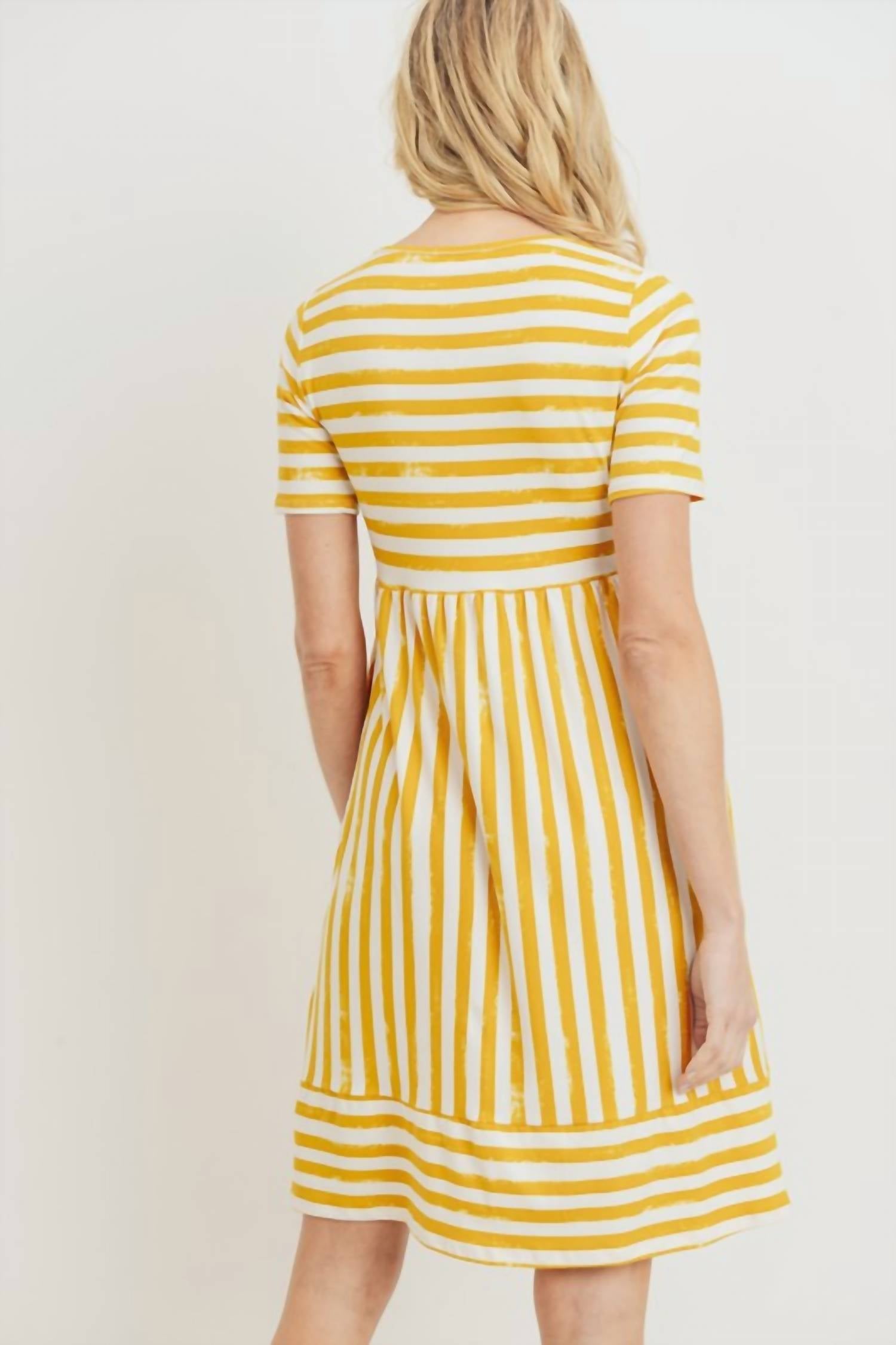 Tea N Rose - Knit Striped Babydoll Dress