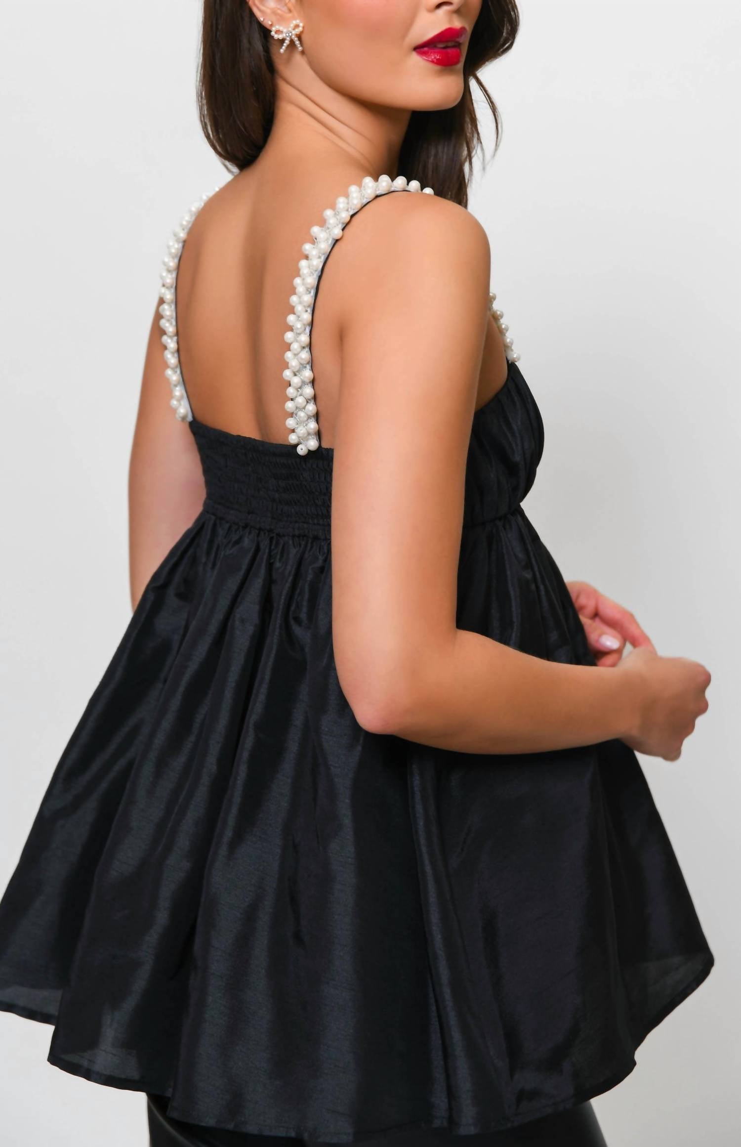 hutch Tyla Sleeveless Top in black - women's blouse - detail view