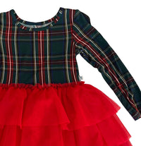 Posh Peanut - Girls Plaid Tulle Skirt Holiday Special Occasion Christmas Dress