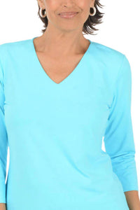 Lulu-B - Women's 3/4 Sleeve V-neck Top