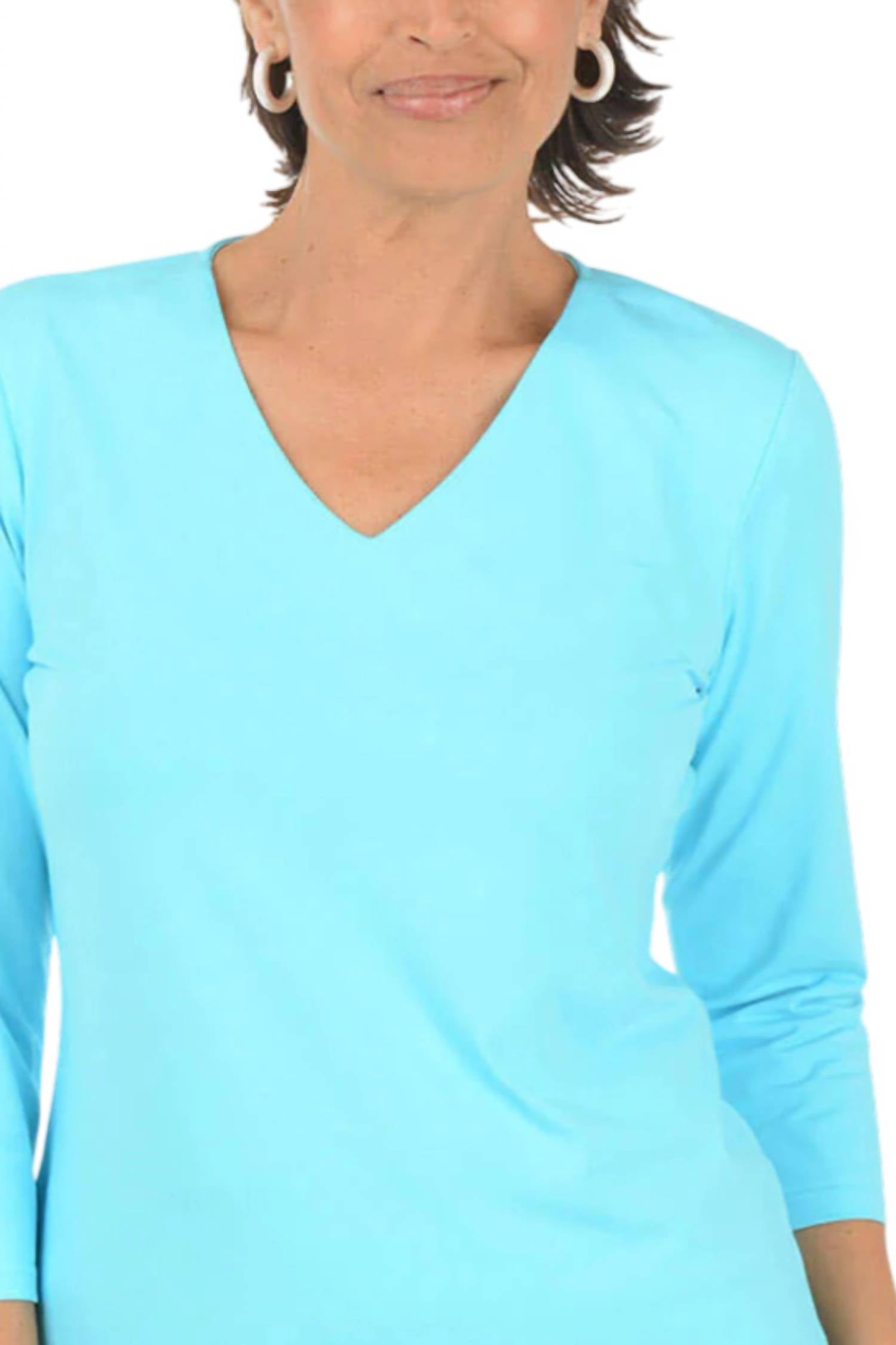 Lulu-B - Women's 3/4 Sleeve V-neck Top