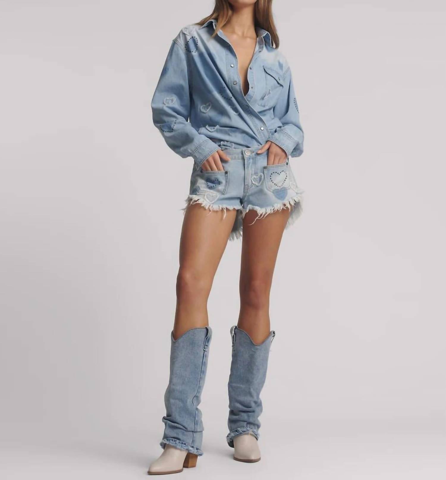 One Teaspoon - Retro Dukes Low Waist Mini Denim Shorts