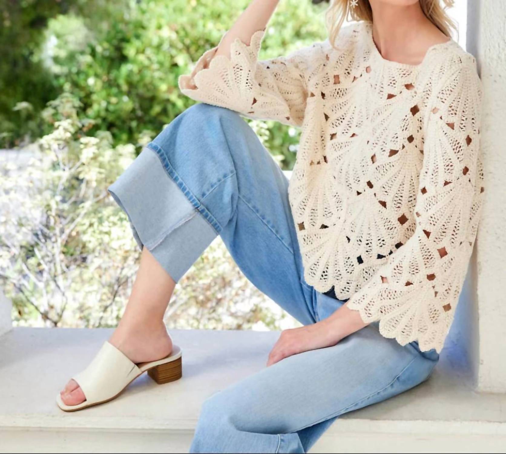 Karen Kane - Flare Sleeve Crochet Top
