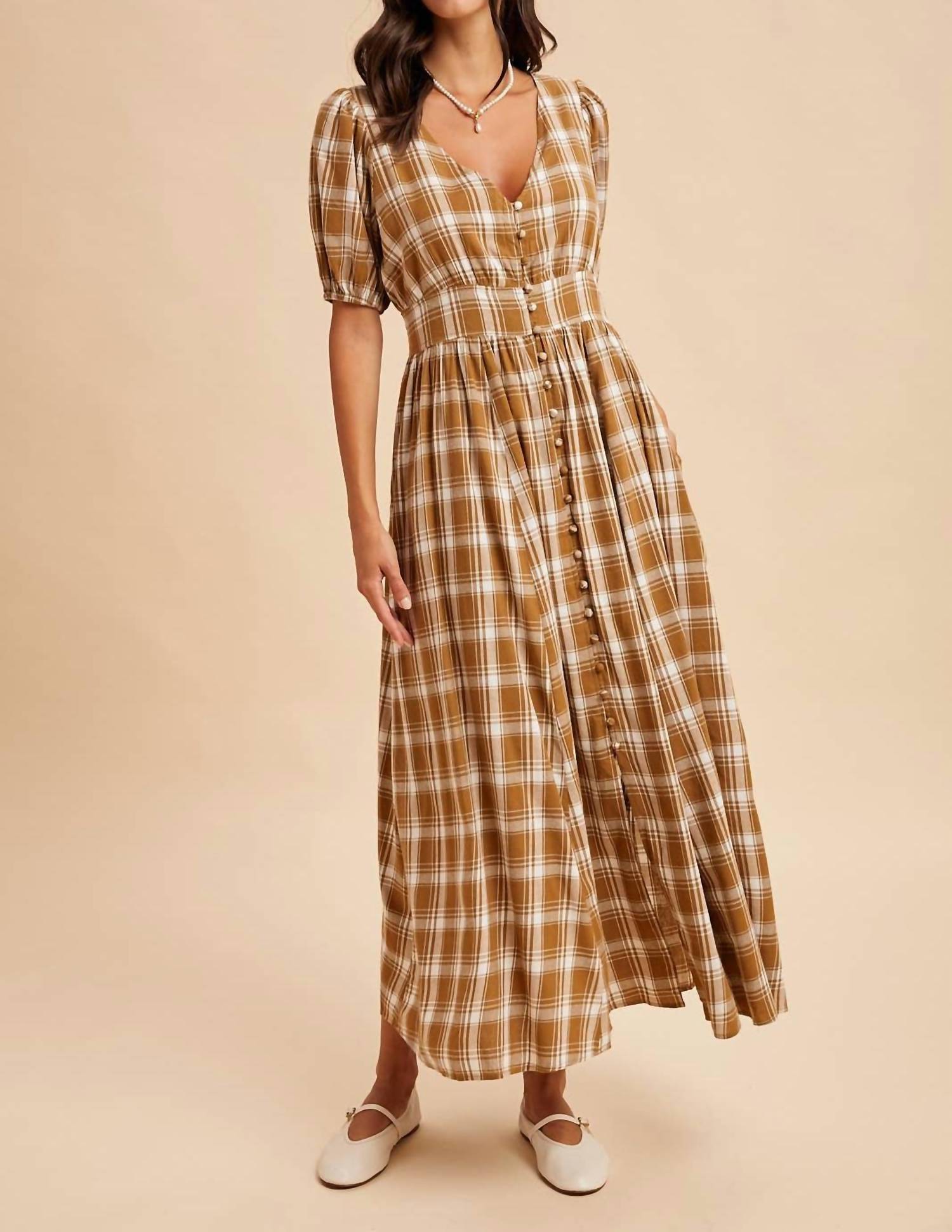 In-Loom - Plaid Button Down Maxi Dress