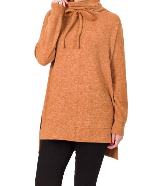 Zenana - Brushed Melange Funnel Neck Sweater