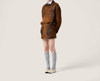 Miu Miu - Waxed Suede Leather Mini Skirt