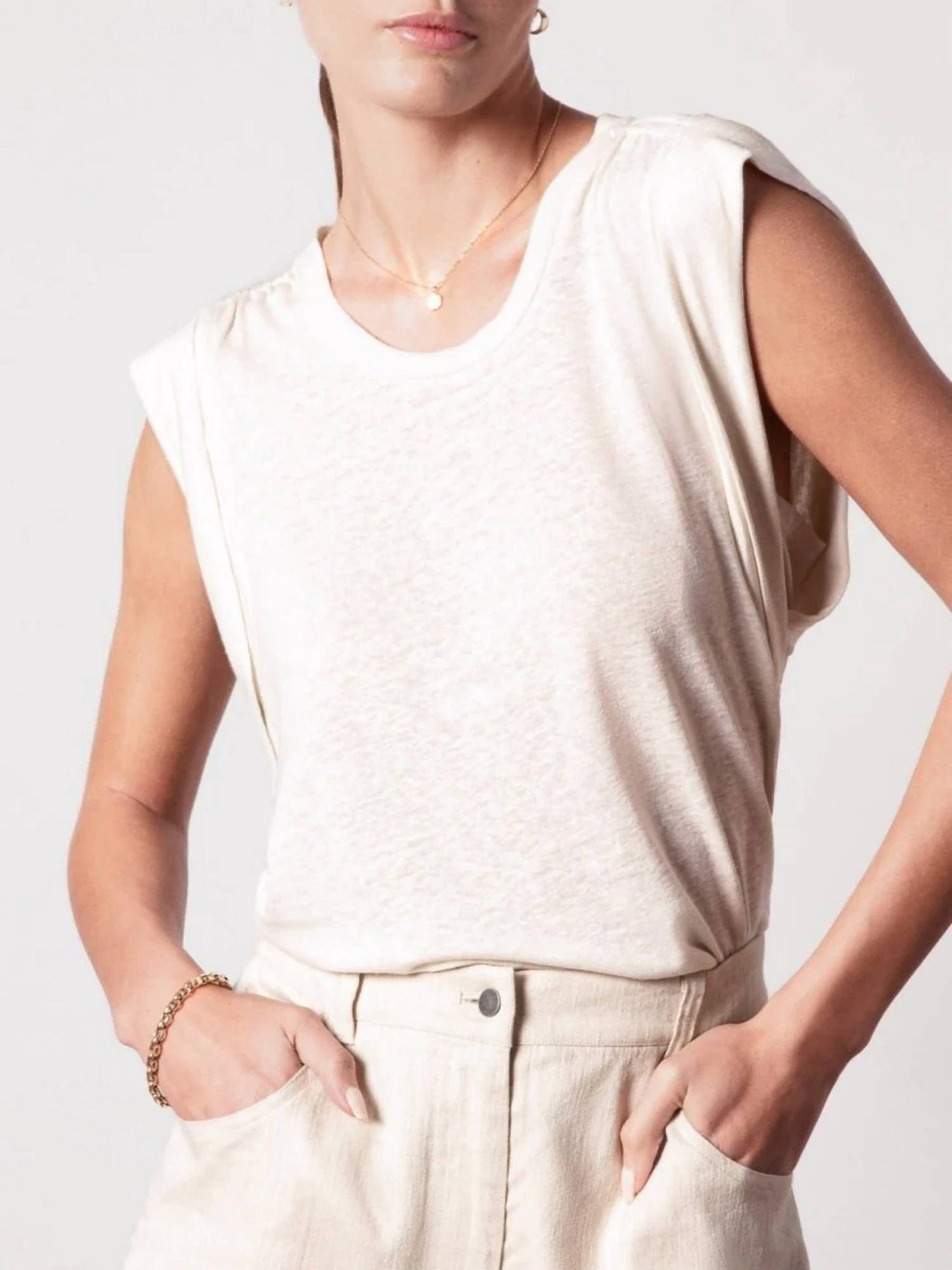 Brochu Walker Reins Muscle Tee in beige - women's shirt - view 5
