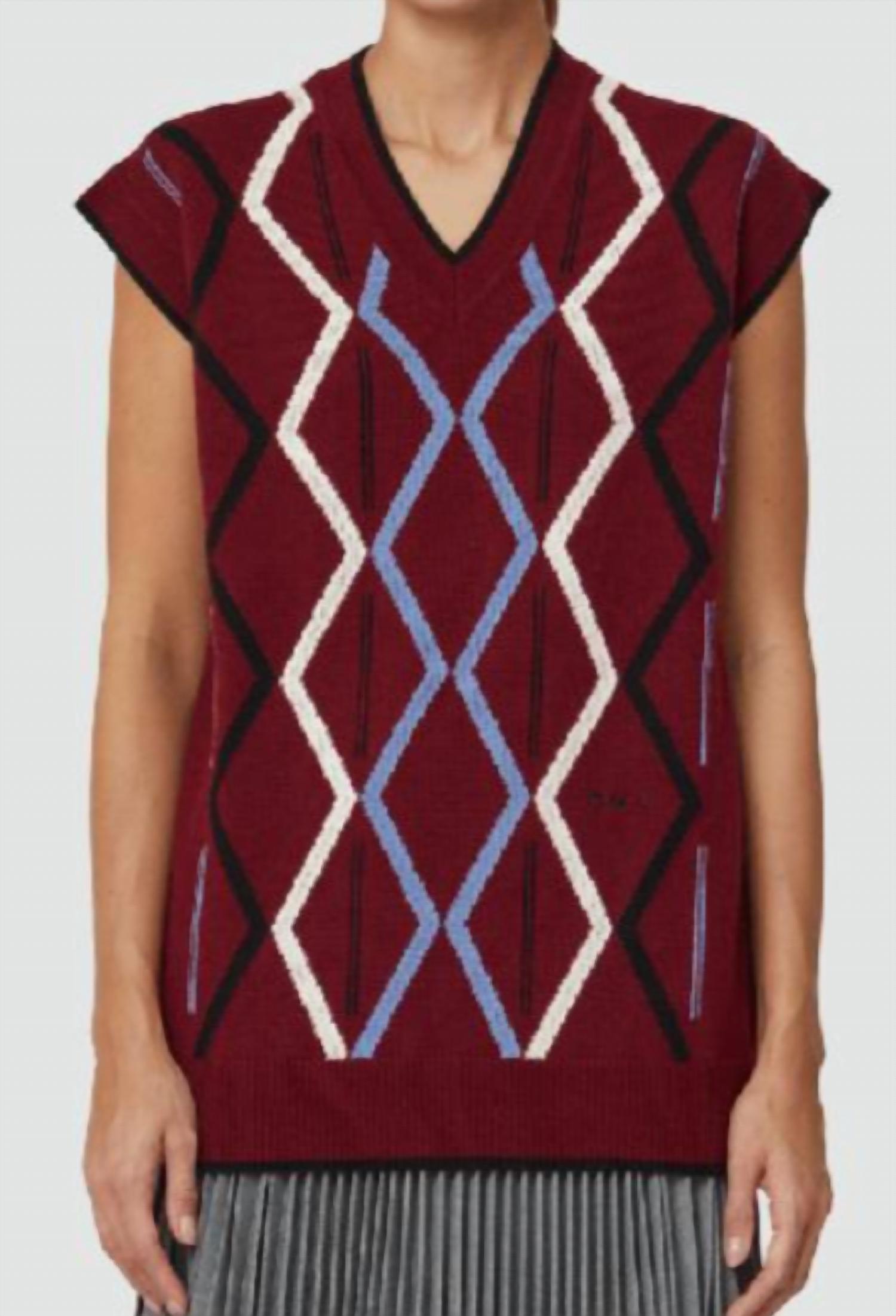 Plan C Women's Rhombus Vest in burgundy - women's sweater - view 4