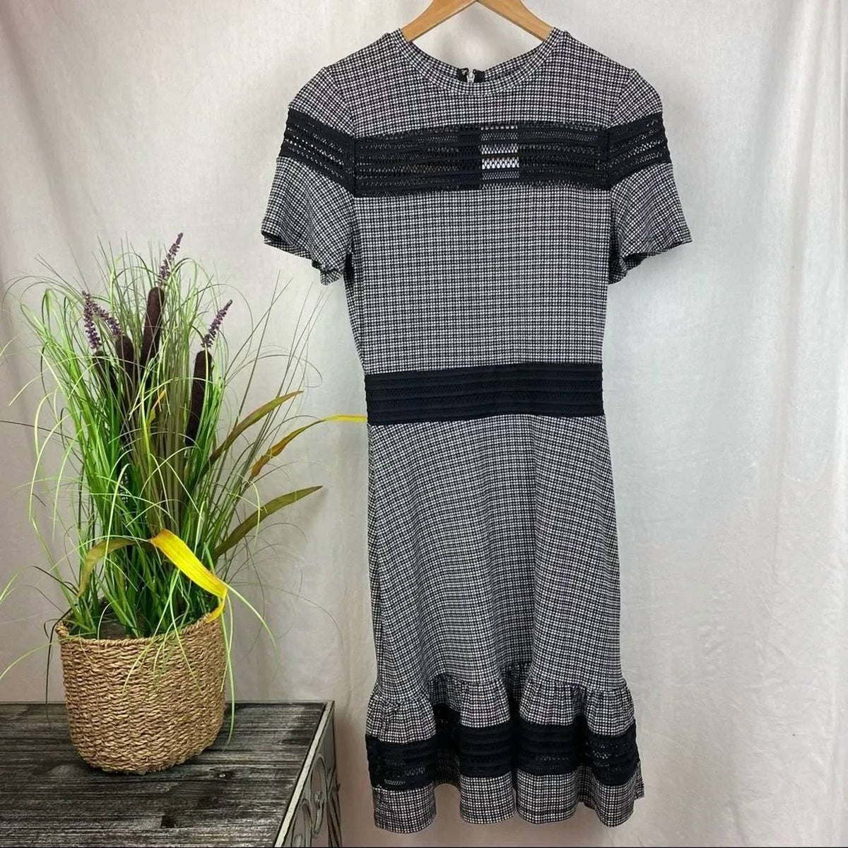 Michael Kors - Combo Check Cutout Mini Dress