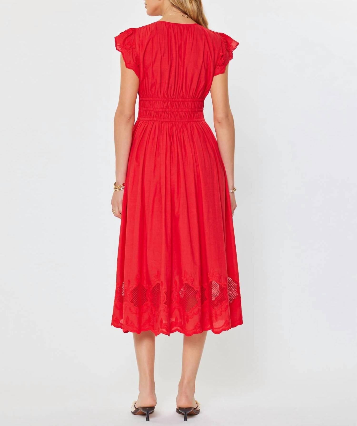 Current Air - Embroidered Lace Midi Dress
