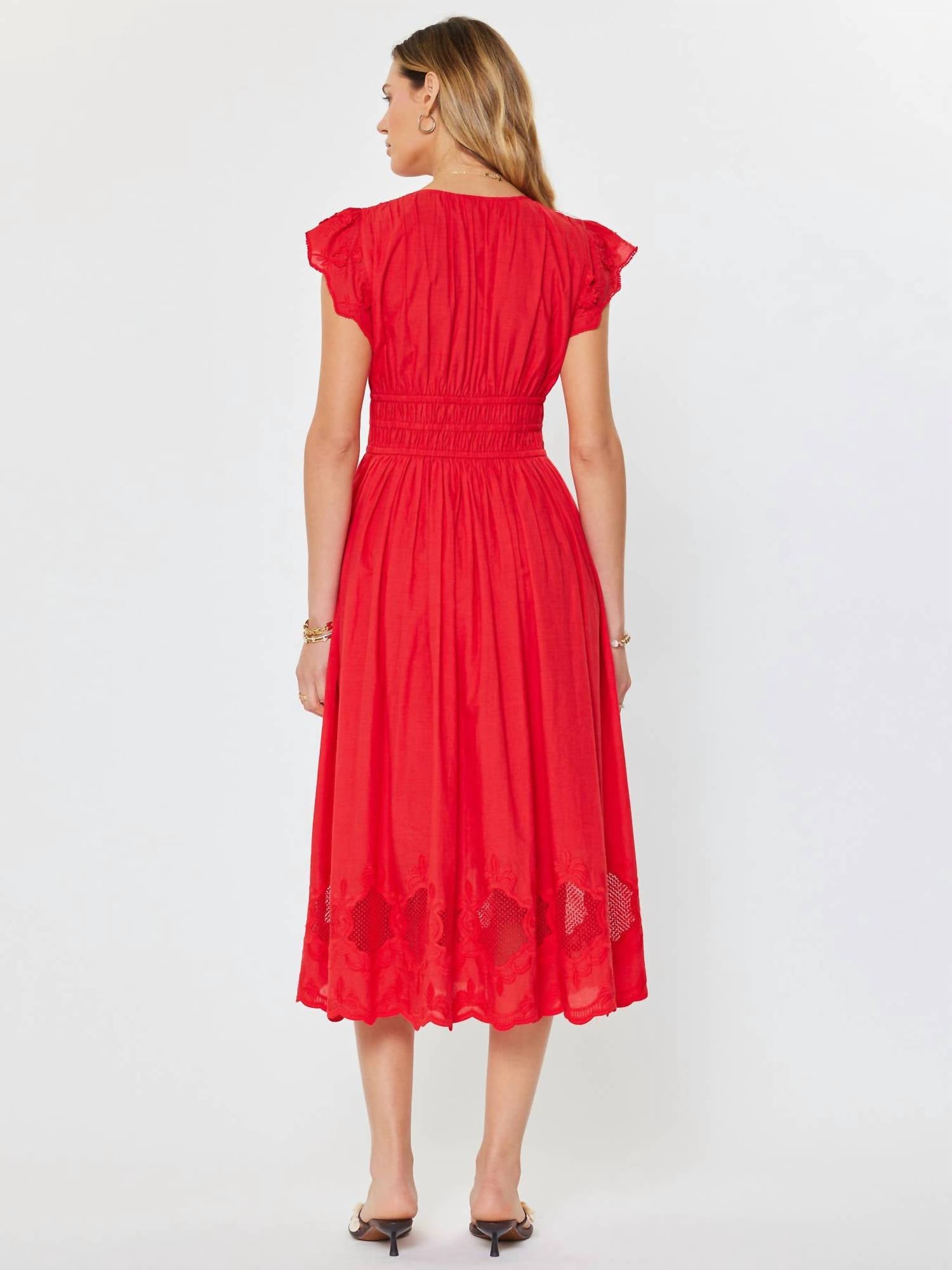 Current Air - Cherry Lane Embroidered Lace Midi Dress