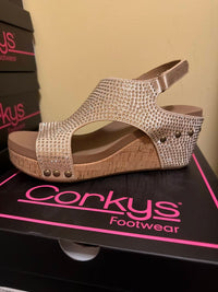 Corkys Footwear - Women's Carley Champagne Crystals Wedge