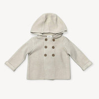 VIVERANO Organics Kid's Hooded Double Button Coat Jacket in stone - kids' shirt
