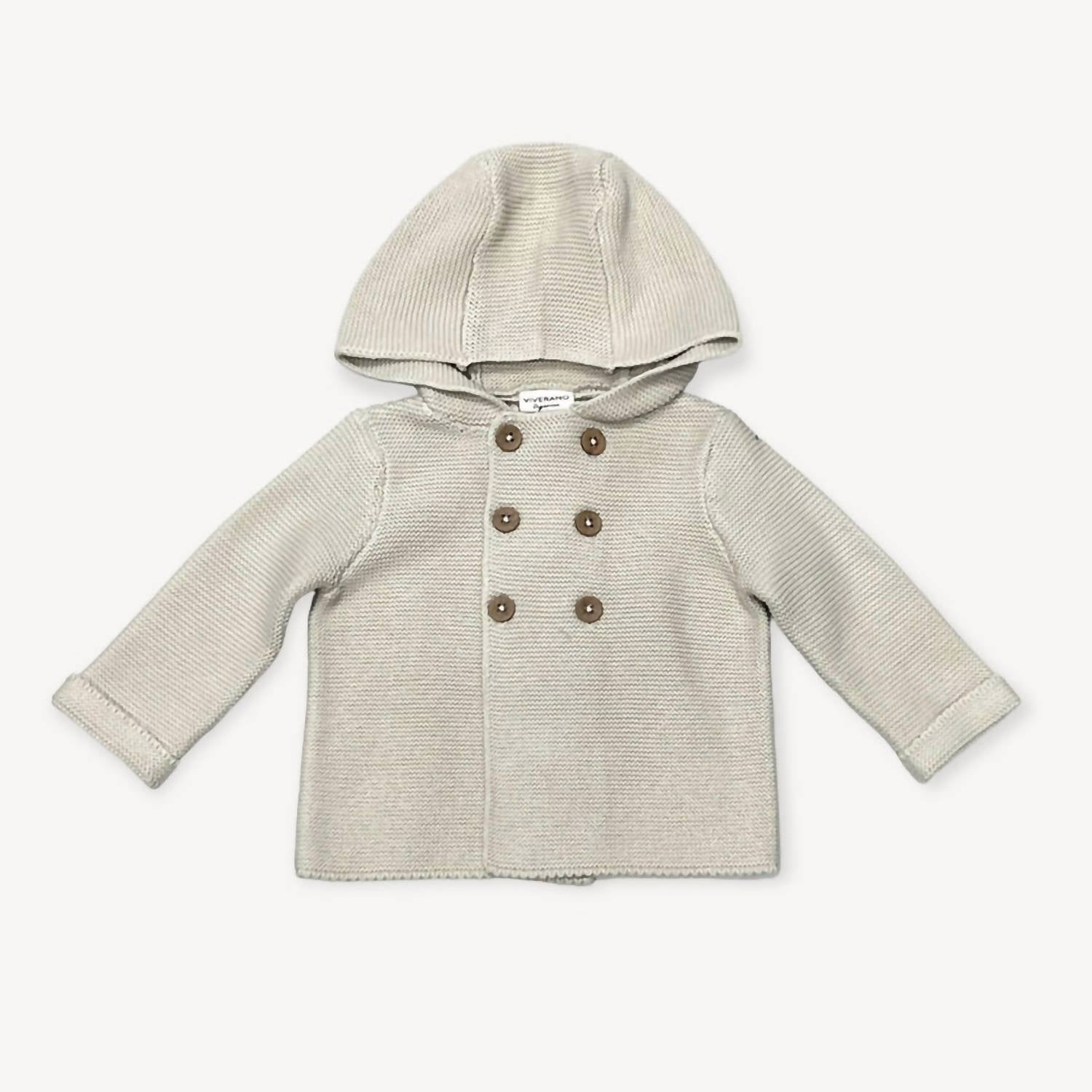 VIVERANO Organics Kid's Hooded Double Button Coat Jacket in stone - kids' shirt