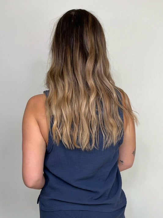 Bobi - V- Neck Raw Edge Tank Top