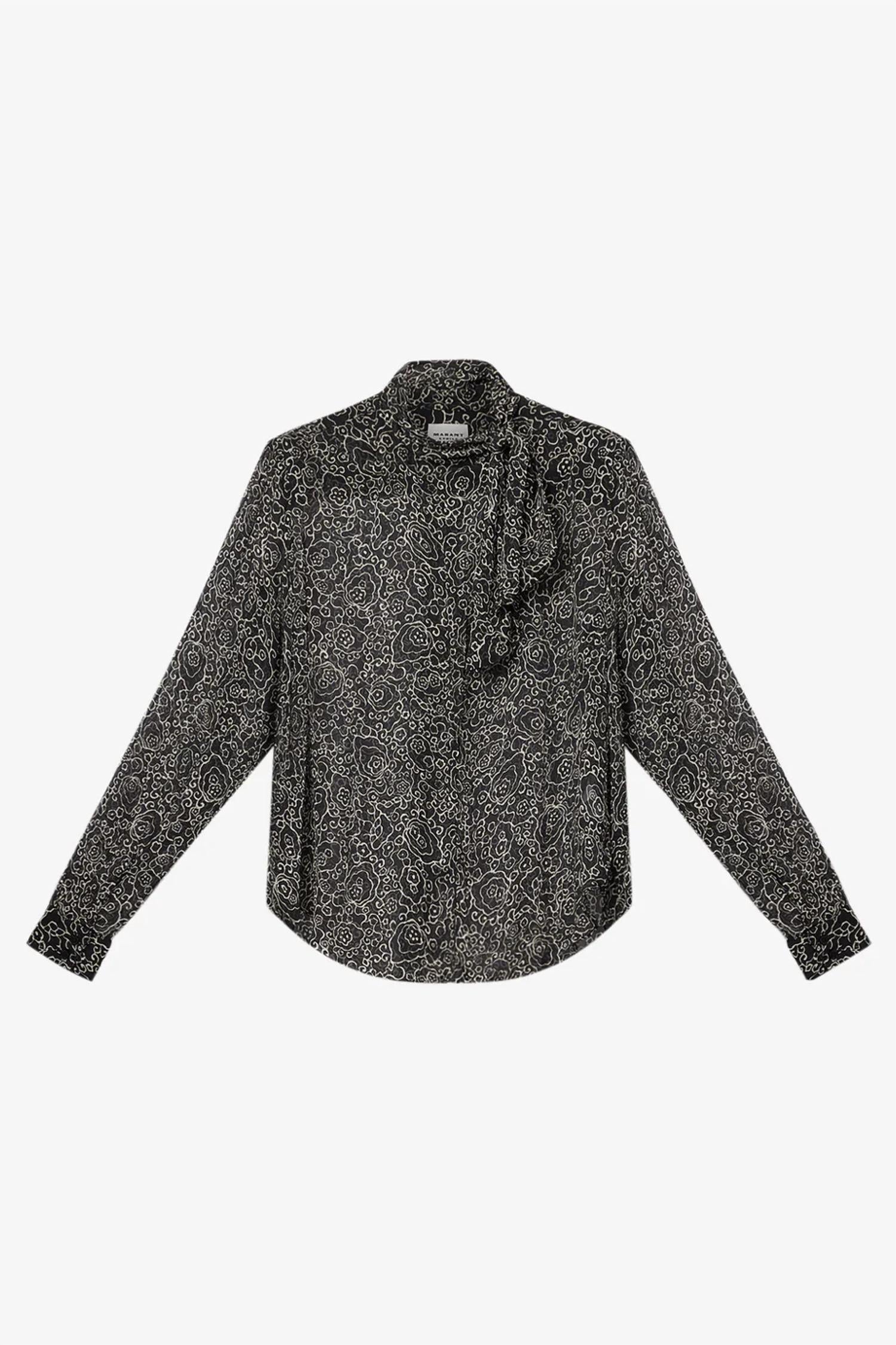 ISABEL MARANT Leona Top in black ecru - women's blouse - alternate view