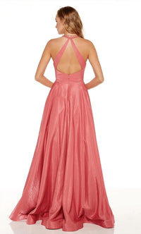 ALYCE PARIS Silk Charmeuse V Neck Gown in demure - women's dress - detail view