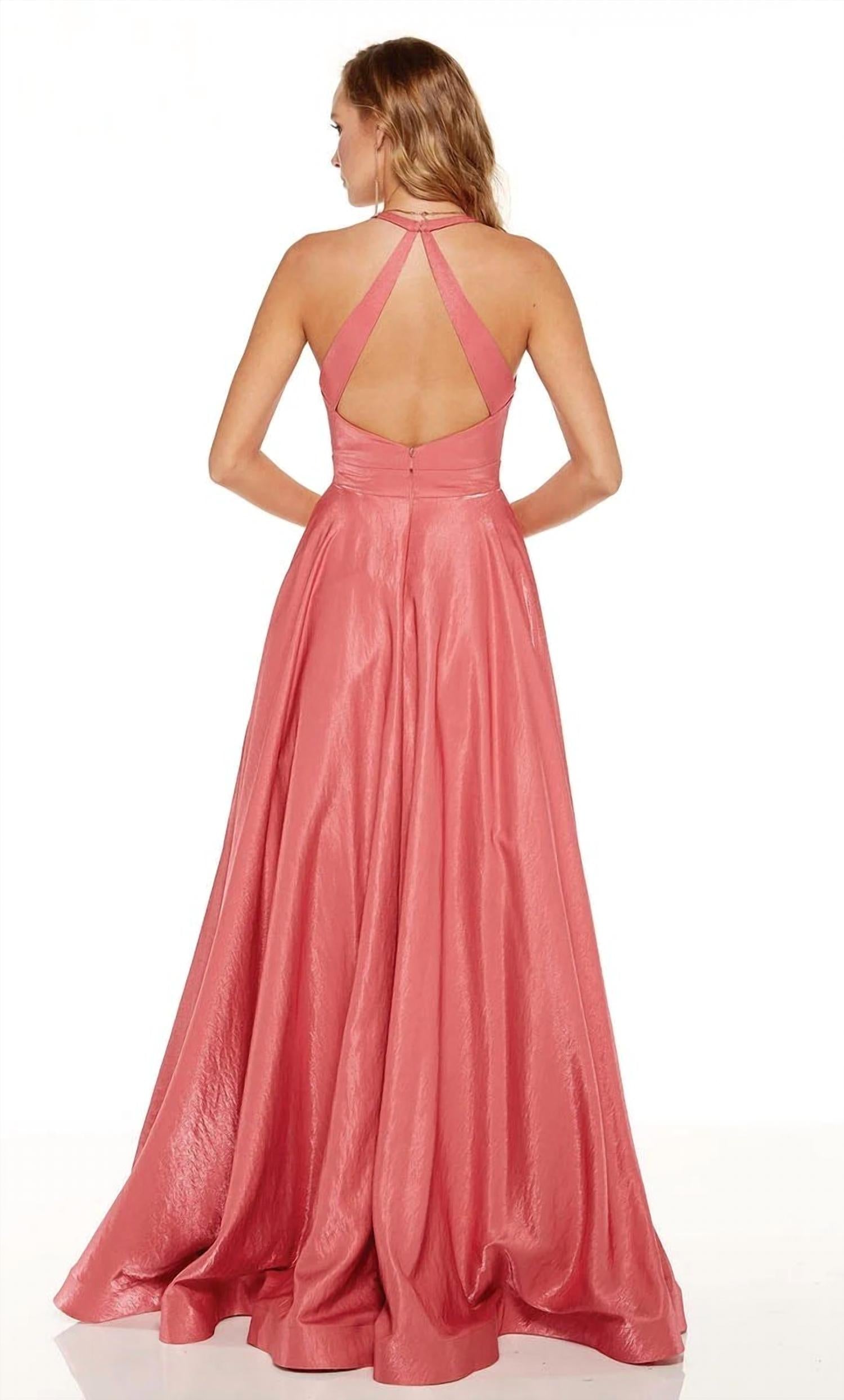 ALYCE PARIS Silk Charmeuse V Neck Gown in demure - women's dress - detail view