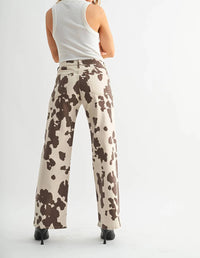 Abercrombie & Fitch - Cow Print Wide Leg Jeans
