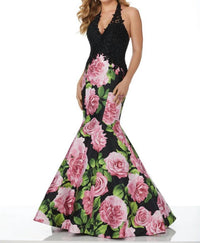 Paparazzi By Mori Lee - Floral Print Beaded Lace Mermaid Prom Dress