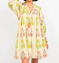 Uncle Frank BREEZY BLOCK PRINT DRESS in gold - women's dress