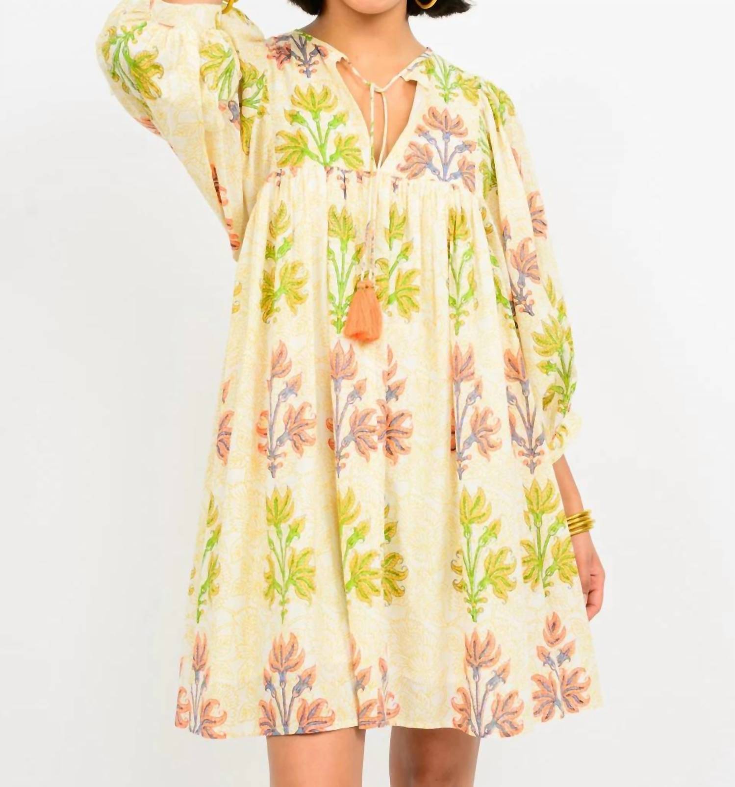 Uncle Frank BREEZY BLOCK PRINT DRESS in gold - women's dress