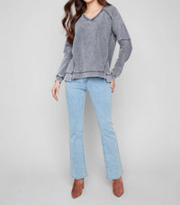 Charlie B - Cold Dye French Terry V-neck Top