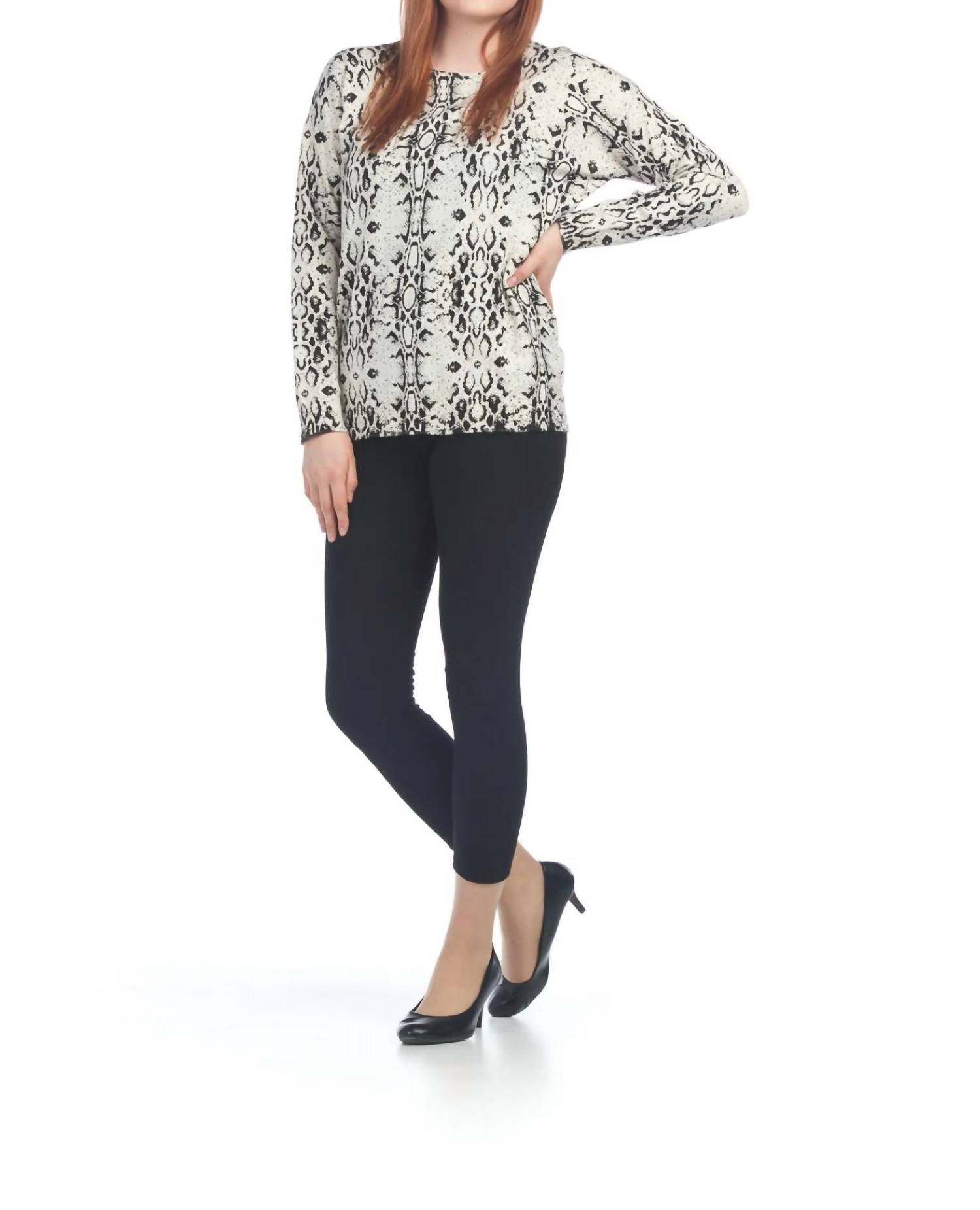 Papillon - Snake Skin Print Knit Sweater Top