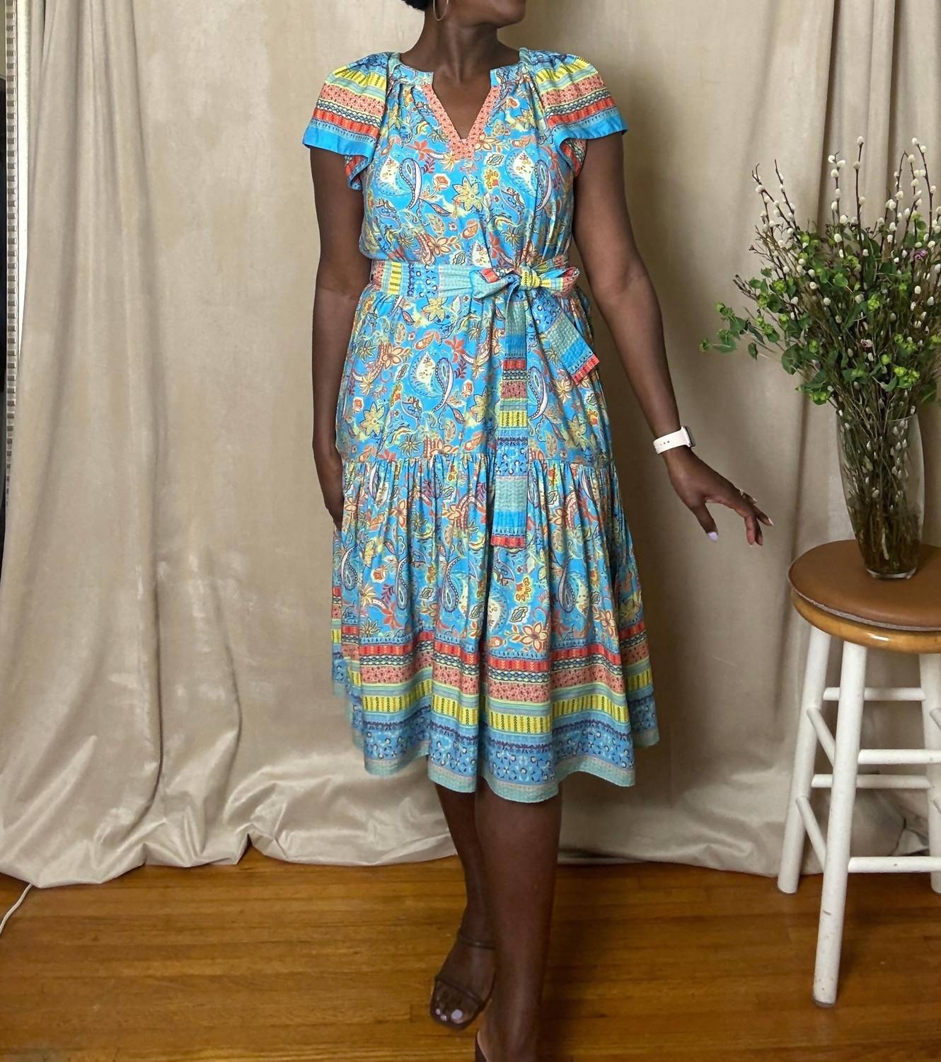 Current Air - Briony Tiered Midi Modern Boho Dress