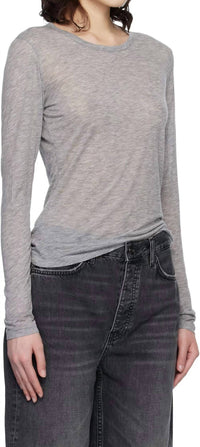 ANINE BING Sylvie Long Sleeve Tee in grey - women's long sleeve top - alternate view