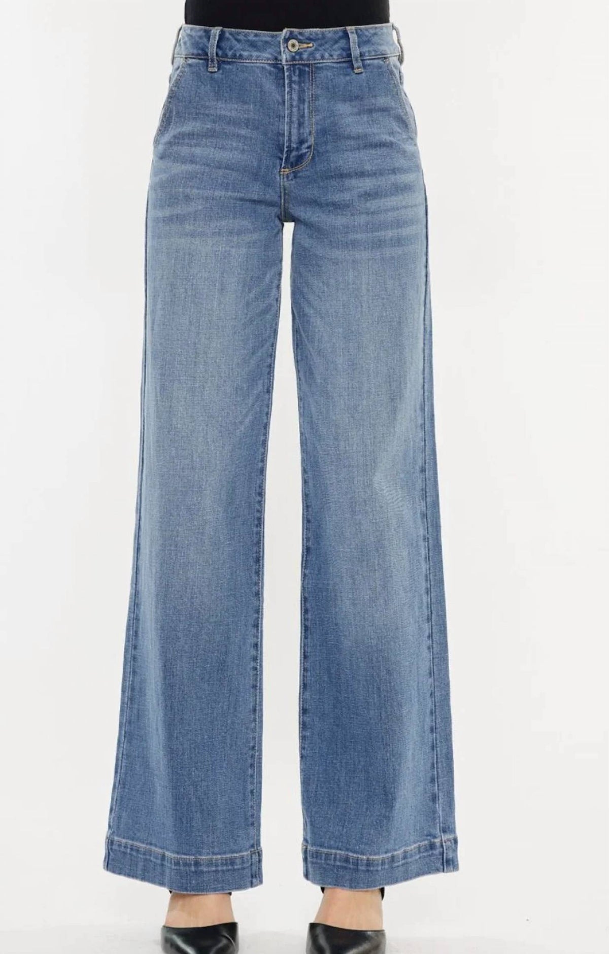 Kancan - High Rise Trouser Wide Leg Jeans